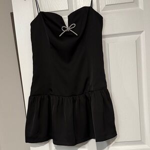 fab'rik Black Mini Dress with Sparkling Bow
